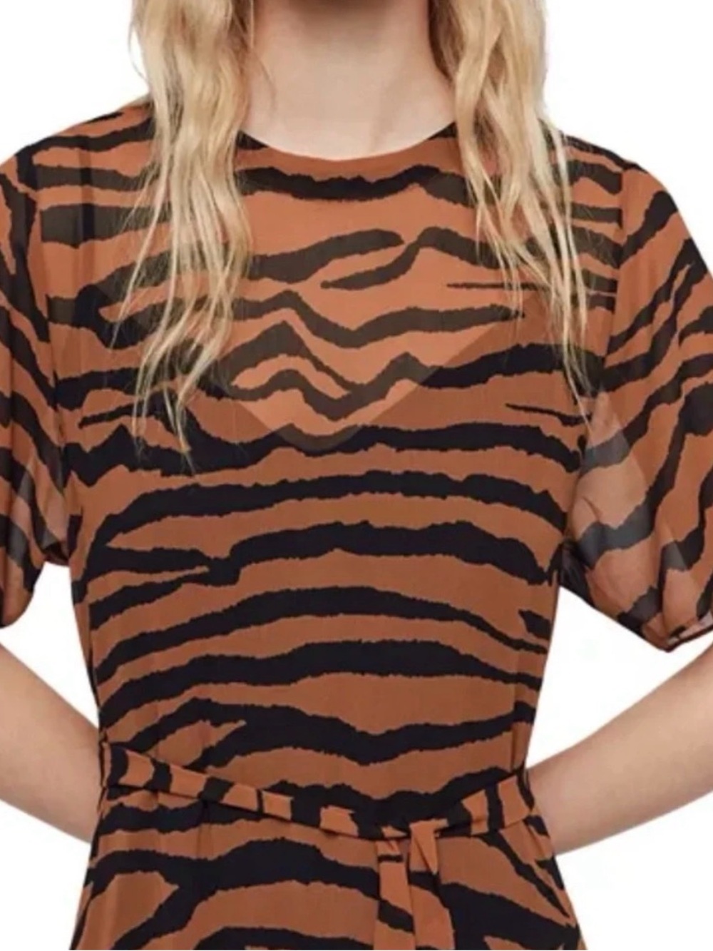 Tiger Stripe Brown & Black Belted Dress